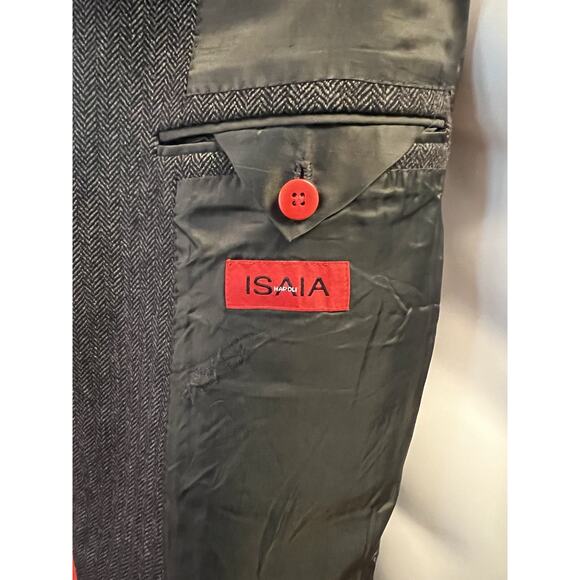 ISAIA Napoli Gray Wool/Cashmere Herringbone Sport Coat – EU 56 / US 46 - Picture 7 of 9